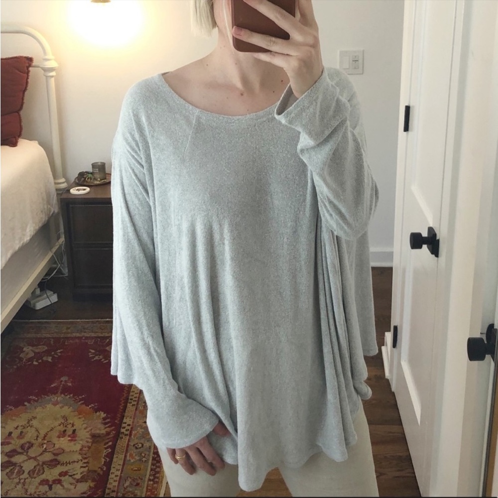 Free People Beach Oversized Soft French Terry Towel Sweatshirt Long Sleeves